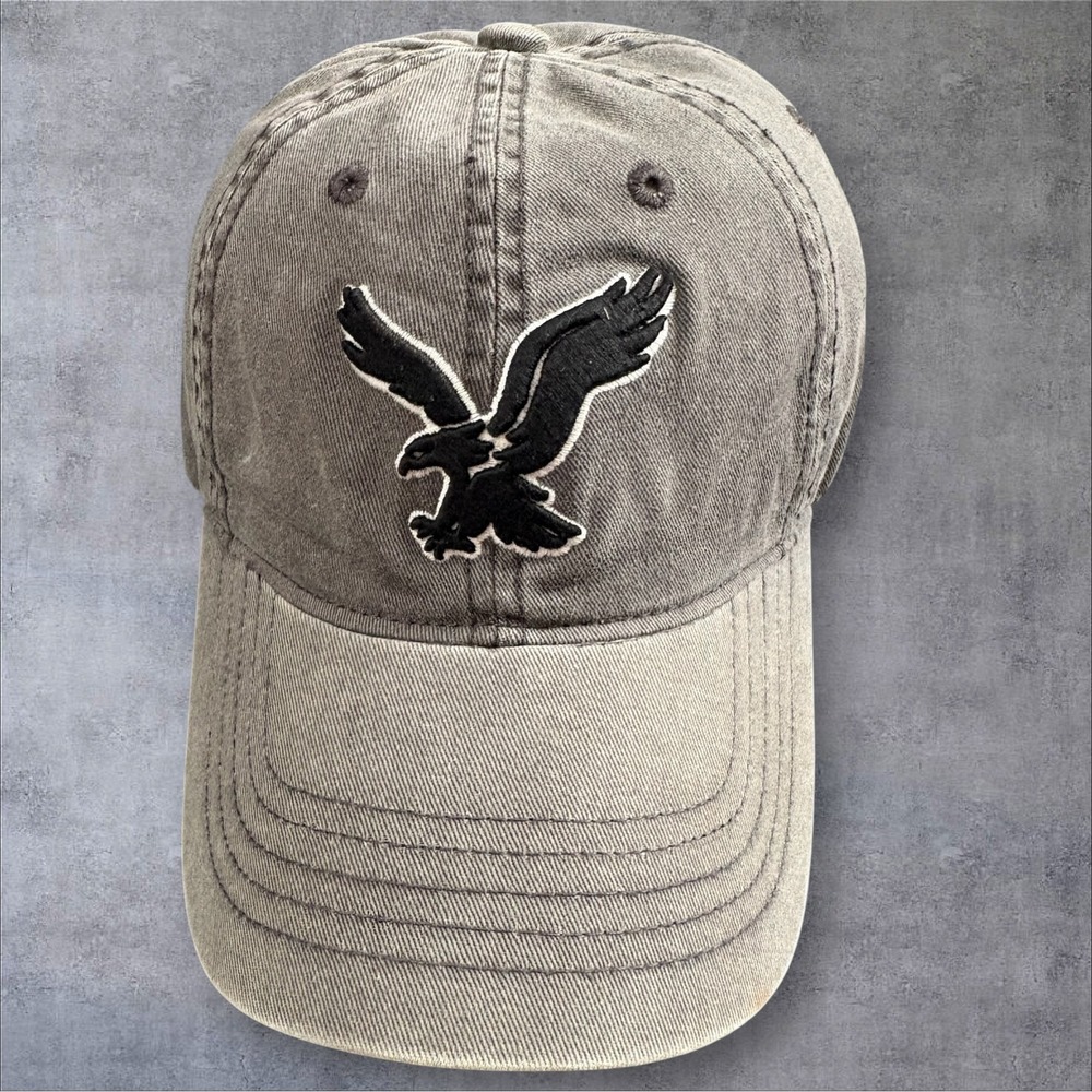 American Eagle Outfitters Hat OS Grey Embroidered Eagle Distressed Baseball Cap